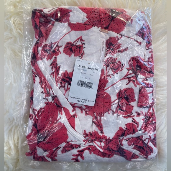 Free People French Quarter Print Wrap Flutter Sleeve Minidress, Pink Cream Combo - Picture 8 of 8